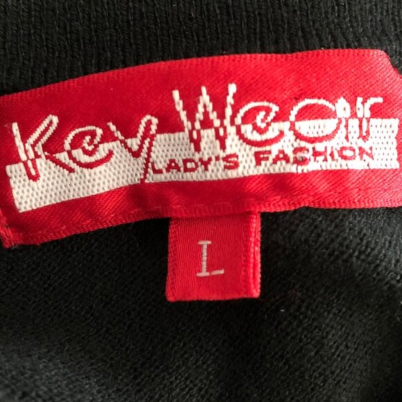 Vintage Key West Lady's Fashion SS Mock Collar Knit Retro Sweater Black Pink M/L - Picture 6 of 9